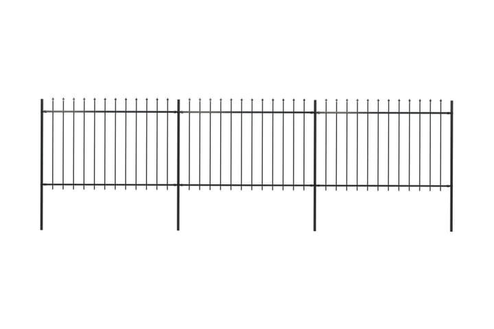 Puutarha-aita keihäänkärjillä 5,1x1,2 m teräs musta - Musta - Takorauta-aita & rauta-aita