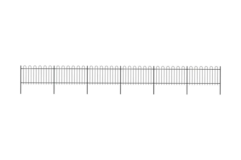 Puutarha-aita kaarikärjillä 10,2x1 m teräs musta - Musta - Takorauta-aita & rauta-aita