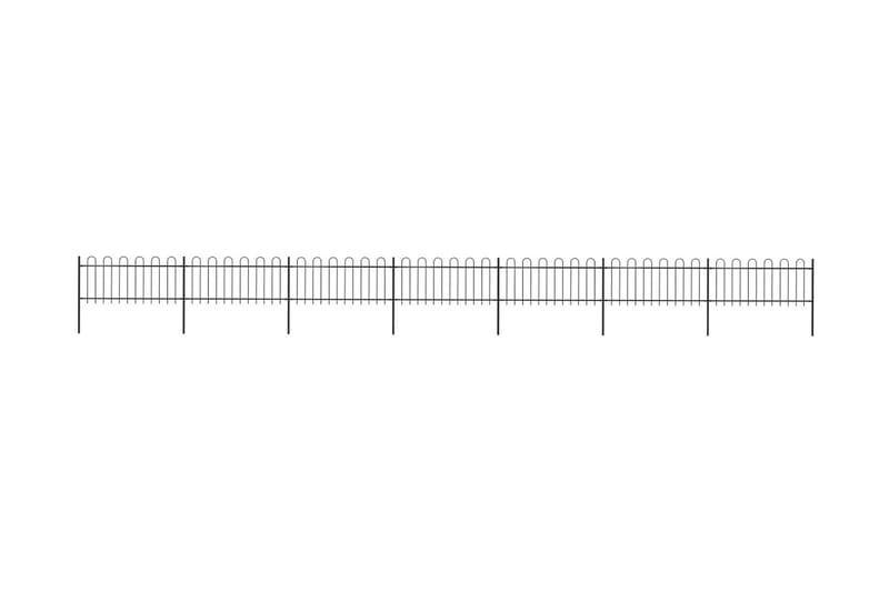 Puutarha-aita kaarikärjillä 11,9x0,8 m teräs musta - Musta - Takorauta-aita & rauta-aita