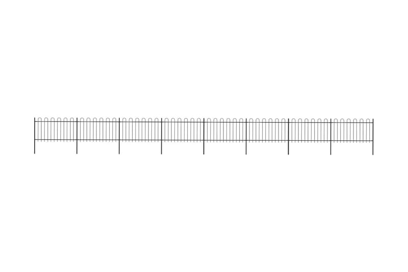 Puutarha-aita kaarikärjillä 13,6x1 m teräs musta - Musta - Takorauta-aita & rauta-aita