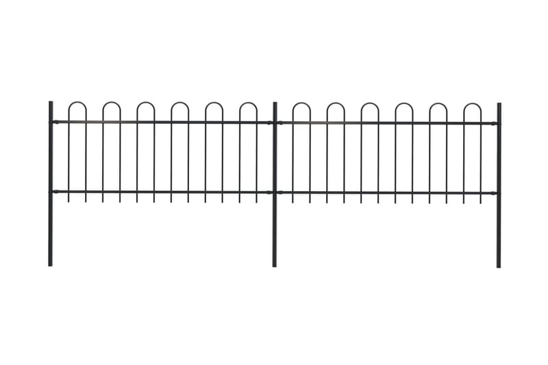 Puutarha-aita kaarikärjillä 3,4x0,8 m teräs musta - Musta - Takorauta-aita & rauta-aita