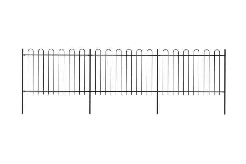 Puutarha-aita kaarikärjillä 5,1x1,2 m teräs musta - Musta - Talo & remontointi - Näkösuojat & aitaukset - Aita - Takorauta-aita & rauta-aita