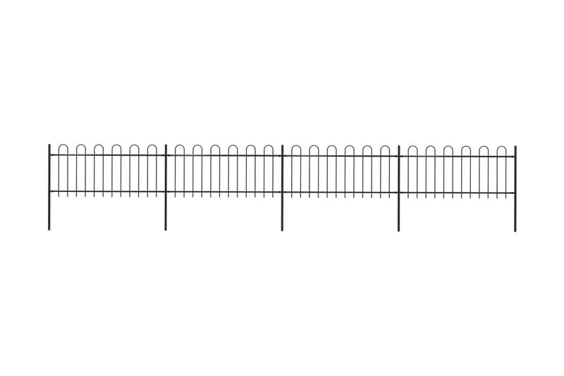 Puutarha-aita kaarikärjillä 6,8x0,8 m teräs musta - Musta - Takorauta-aita & rauta-aita