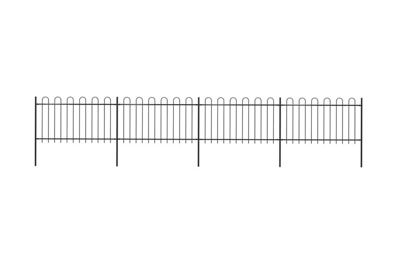 Puutarha-aita kaarikärjillä 6,8x1 m teräs musta - Musta - Takorauta-aita & rauta-aita