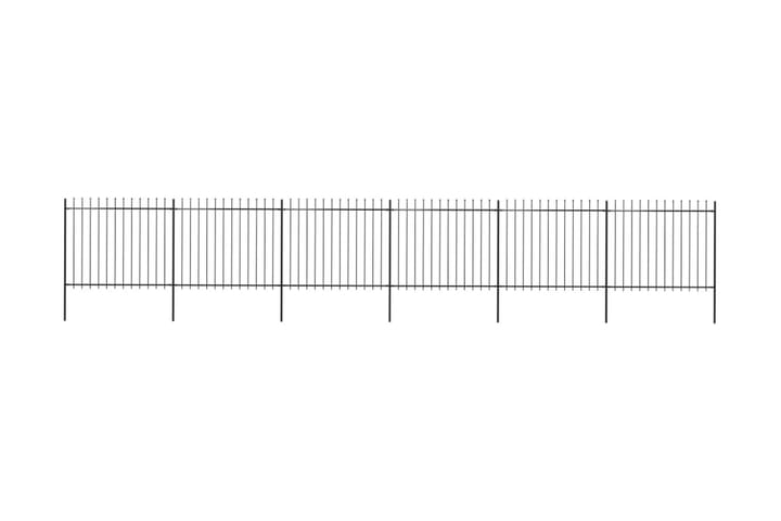 Puutarha-aita keihäänkärjillä 10,2x1,5 m teräs musta - Musta - Takorauta-aita & rauta-aita