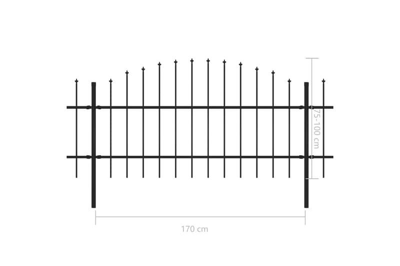 Puutarha-aita keihäskärjillä teräs (0,75-1)x13,6 m musta - Musta - Talo & remontointi - Näkösuojat & aitaukset - Aita - Takorauta-aita & rauta-aita