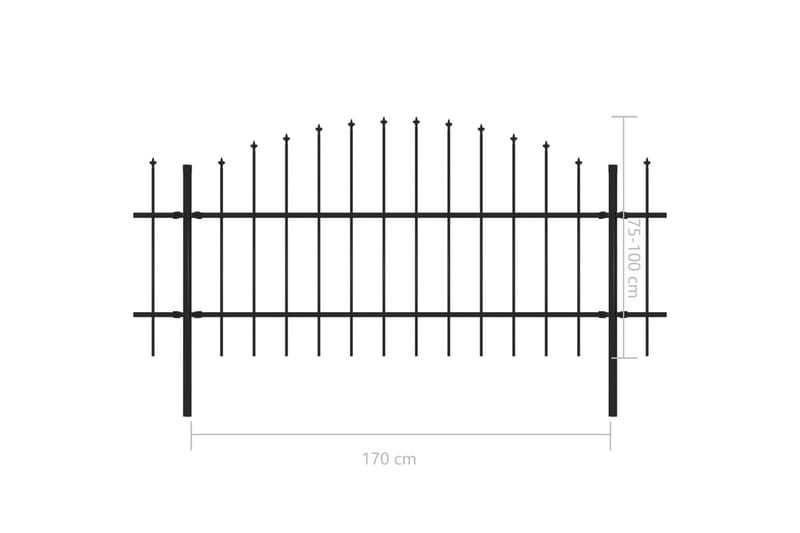 Puutarha-aita keihäskärjillä teräs (0,75-1)x3,4 m musta - Musta - Talo & remontointi - Näkösuojat & aitaukset - Aita - Takorauta-aita & rauta-aita