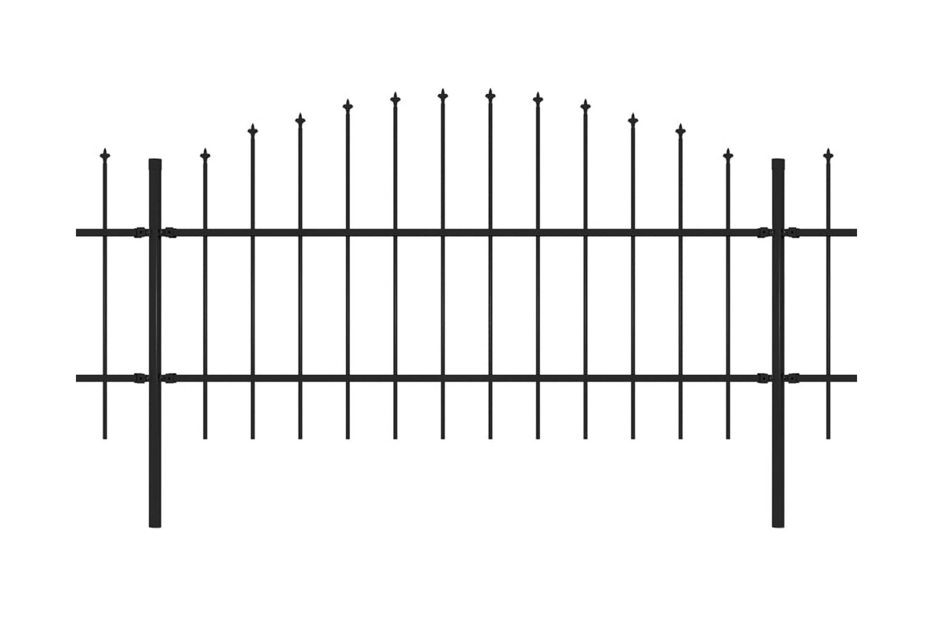 Puutarha-aita keihäskärjillä teräs (0,75-1)x8,5 m musta - Musta - Talo & remontointi - Näkösuojat & aitaukset - Aita - Takorauta-aita & rauta-aita