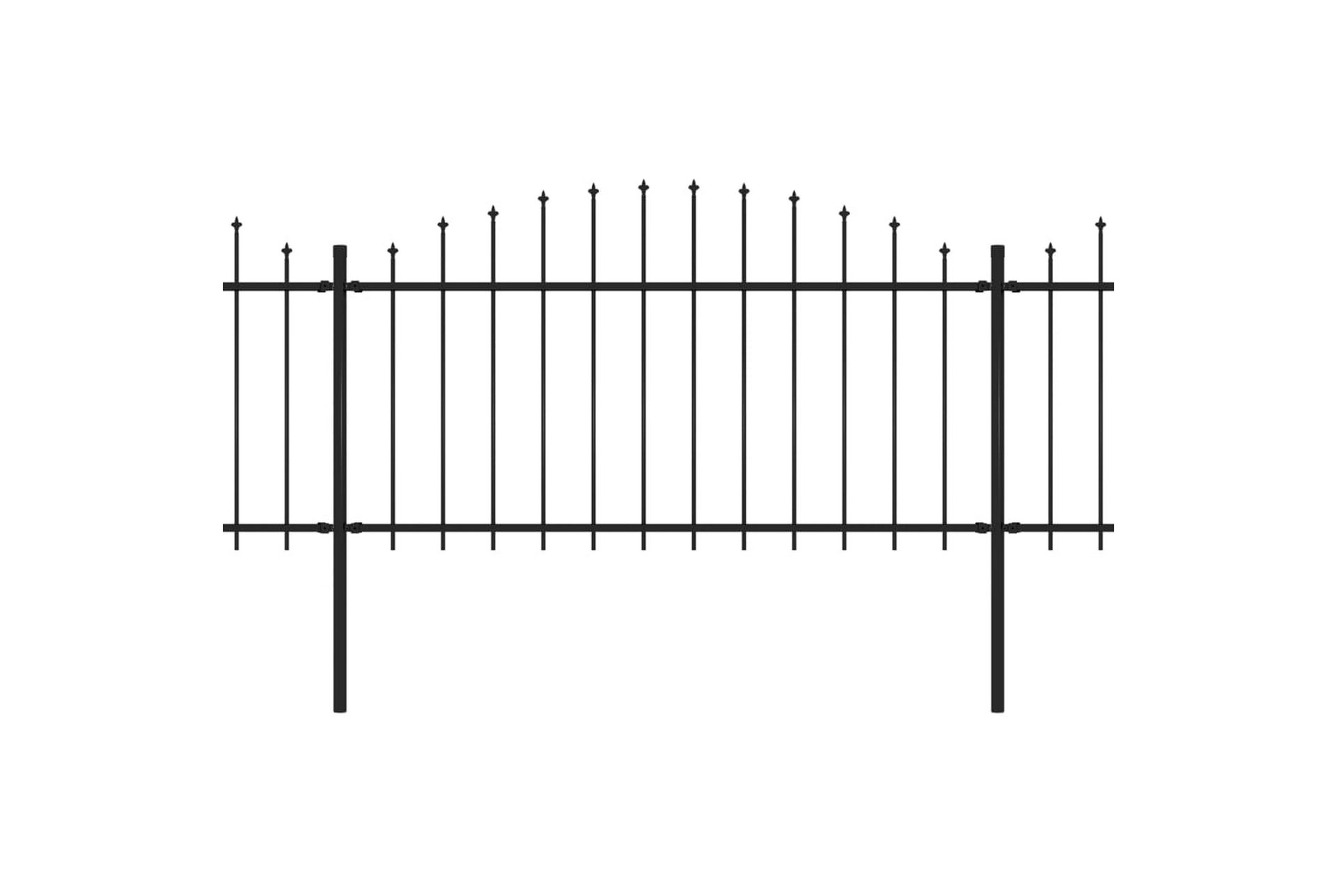 Puutarha-aita keihäskärjillä teräs (1,25-1,5)x13,6 m musta - Musta - Talo & remontointi - Näkösuojat & aitaukset - Aita - Takorauta-aita & rauta-aita