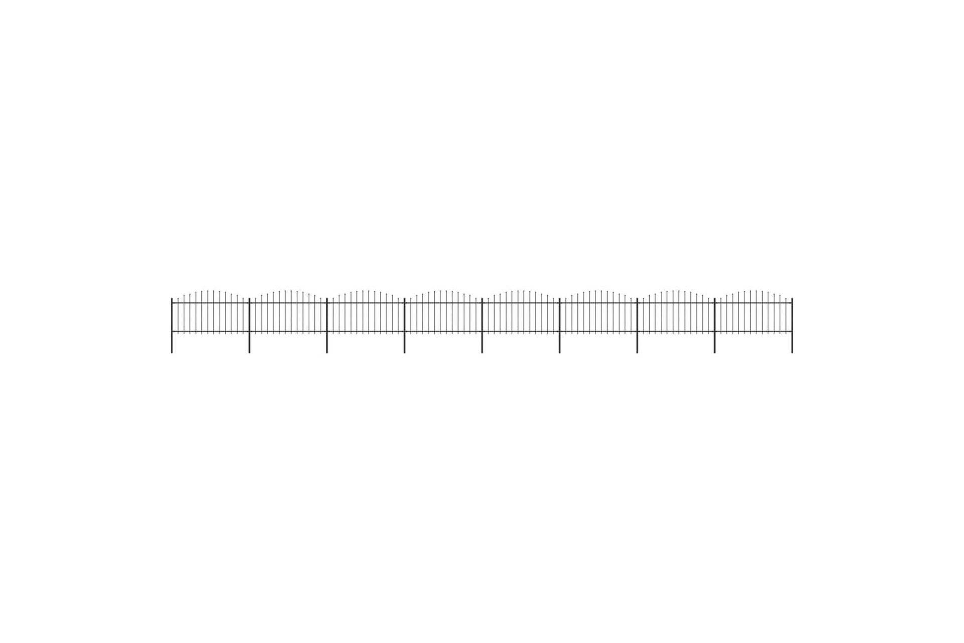 Puutarha-aita keihäskärjillä teräs (1,25-1,5)x13,6 m musta - Musta - Talo & remontointi - Näkösuojat & aitaukset - Aita - Takorauta-aita & rauta-aita