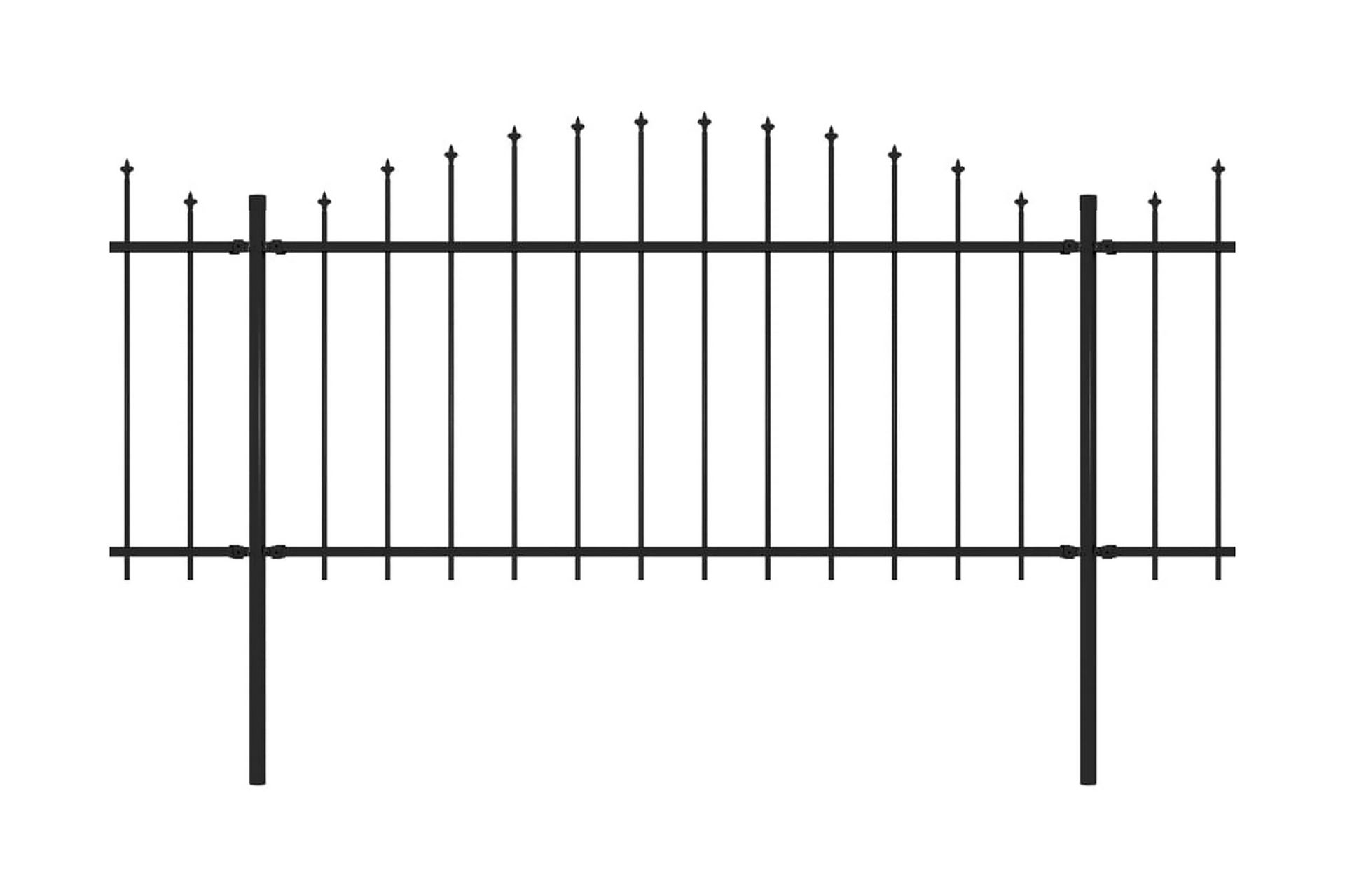 Puutarha-aita keihäskärjillä teräs (1,25-1,5)x5,1 m musta - Musta - Talo & remontointi - Näkösuojat & aitaukset - Aita - Takorauta-aita & rauta-aita