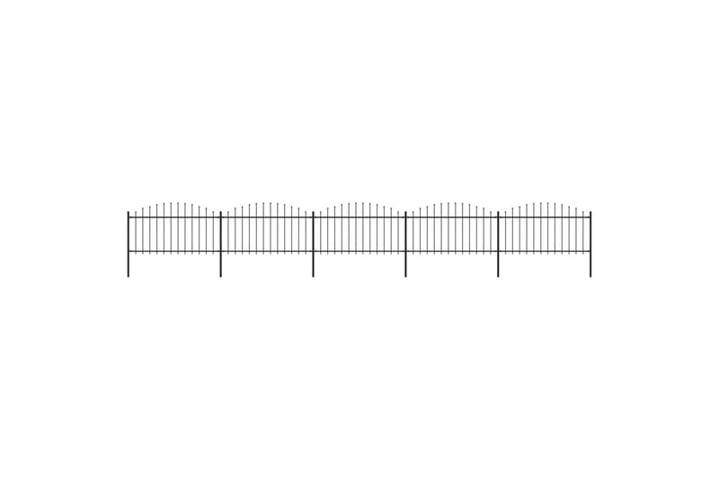 Puutarha-aita keihäskärjillä teräs (1,25-1,5)x8,5 m musta - Musta - Takorauta-aita & rauta-aita