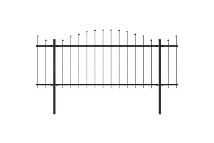 Puutarha-aita keihäskärjillä teräs (1,25-1.5)x15,3 m musta - Musta - Takorauta-aita & rauta-aita