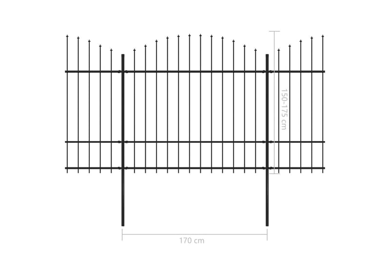 Puutarha-aita keihäskärjillä teräs (1,5-1,75)x10,2 m musta - Musta - Talo & remontointi - Näkösuojat & aitaukset - Aita - Takorauta-aita & rauta-aita