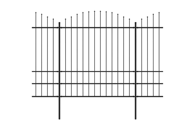 Puutarha-aita keihäskärjillä teräs (1,75-2)x11,9 m musta - Musta - Takorauta-aita & rauta-aita