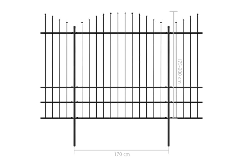 Puutarha-aita keihäskärjillä teräs (1,75-2)x11,9 m musta - Musta - Takorauta-aita & rauta-aita