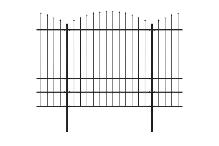 Puutarha-aita keihäskärjillä teräs (1,75-2)x3,4 m musta - Musta - Takorauta-aita & rauta-aita