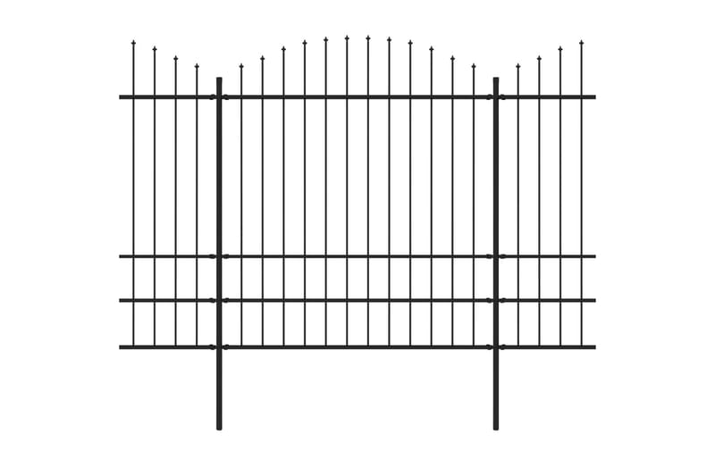 Puutarha-aita keihäskärjillä teräs (1,75-2)x3,4 m musta - Musta - Takorauta-aita & rauta-aita