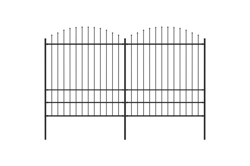 Puutarha-aita keihäskärjillä teräs (1,75-2)x3,4 m musta - Musta - Takorauta-aita & rauta-aita