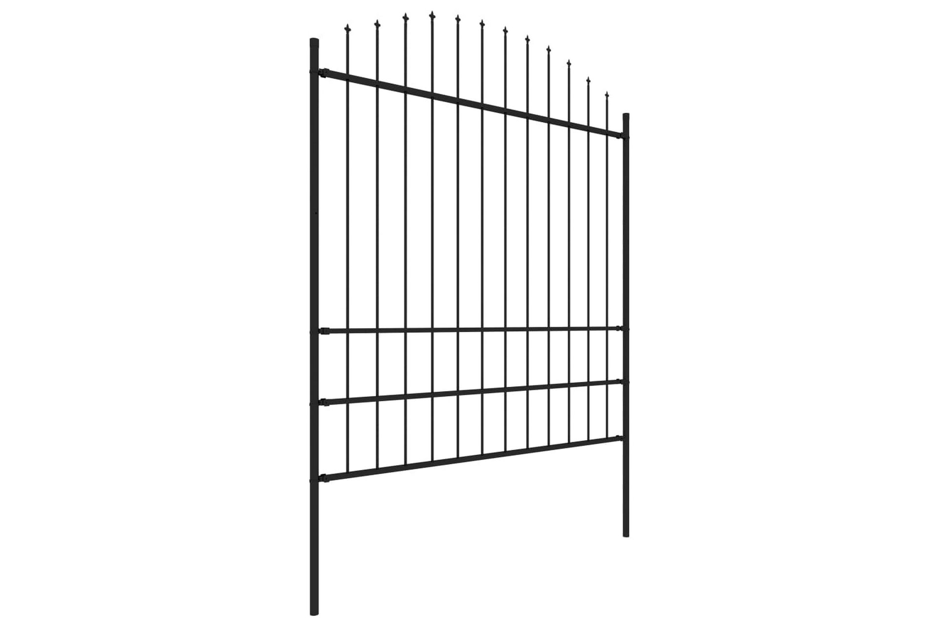 Puutarha-aita keihäskärjillä teräs (1,75-2)x5,1 m musta - Musta - Talo & remontointi - Näkösuojat & aitaukset - Aita - Takorauta-aita & rauta-aita