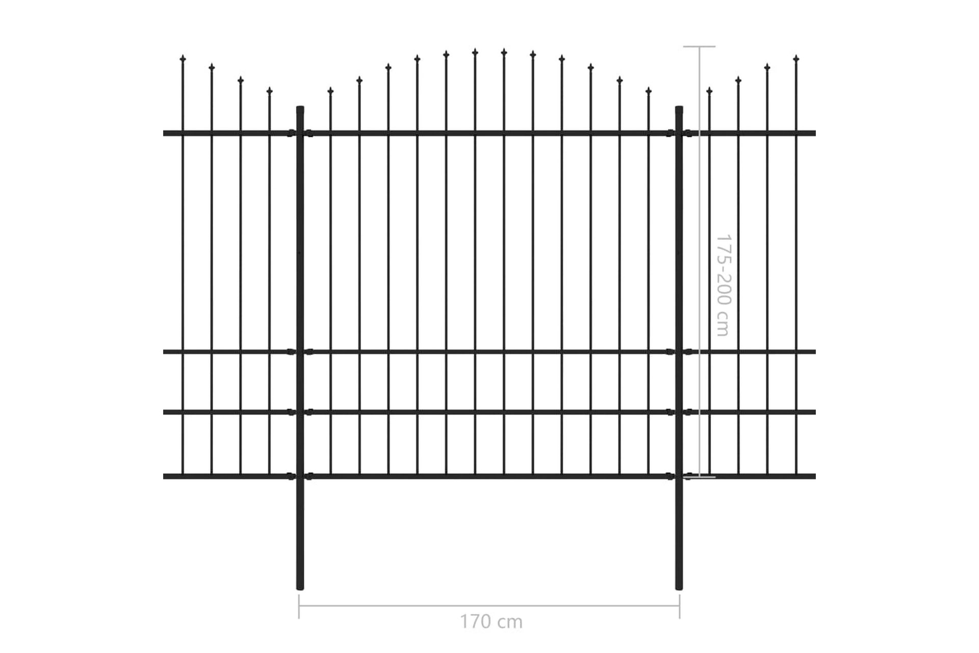 Puutarha-aita keihäskärjillä teräs (1,75-2)x5,1 m musta - Musta - Talo & remontointi - Näkösuojat & aitaukset - Aita - Takorauta-aita & rauta-aita