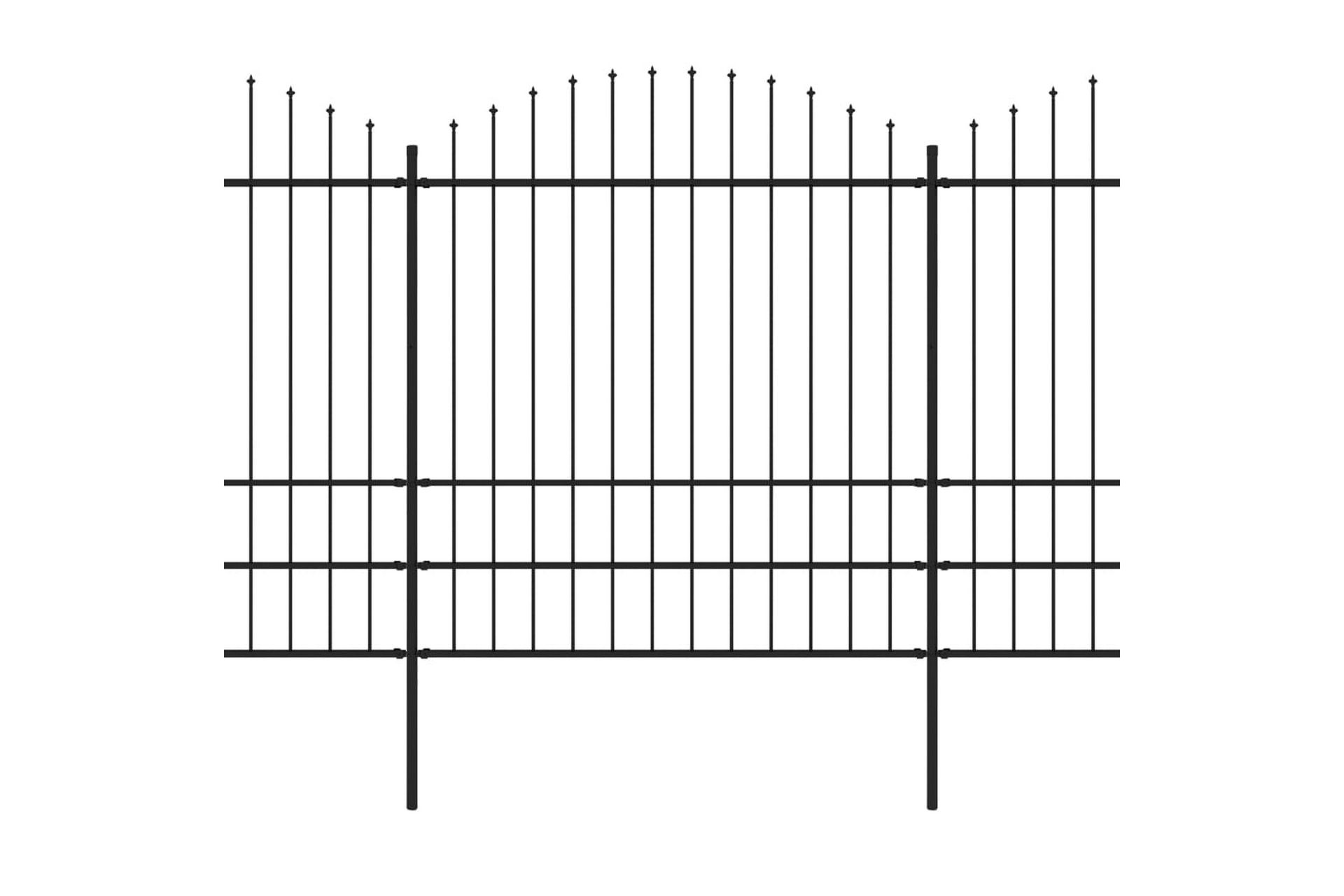 Puutarha-aita keihäskärjillä teräs (1,75-2)x5,1 m musta - Musta - Talo & remontointi - Näkösuojat & aitaukset - Aita - Takorauta-aita & rauta-aita