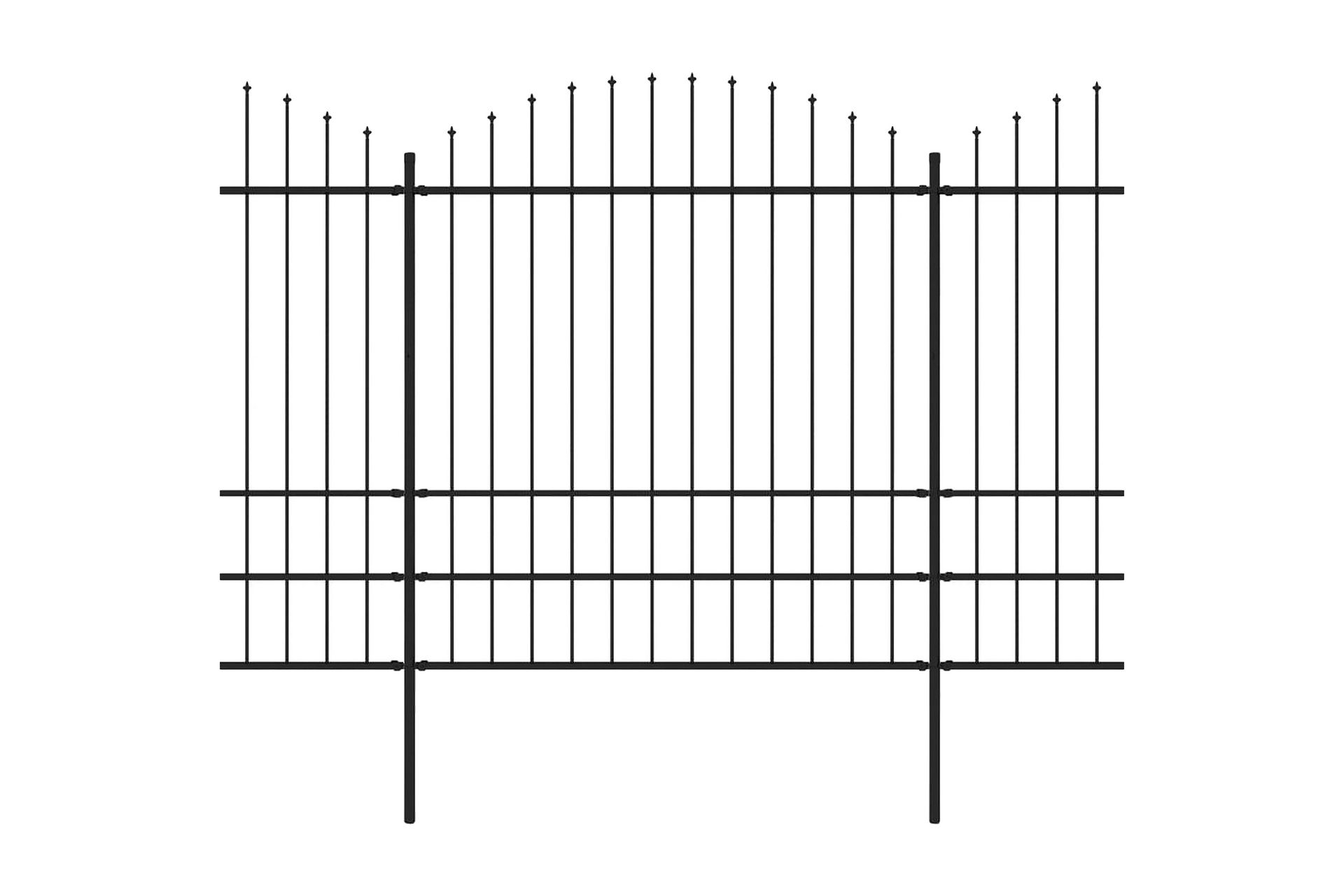 Puutarha-aita keihäskärjillä teräs (1,75-2)x8,5 m musta - Musta - Talo & remontointi - Näkösuojat & aitaukset - Aita - Takorauta-aita & rauta-aita