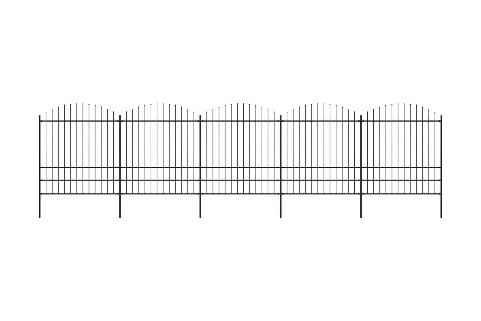Puutarha-aita keihäskärjillä teräs (1,75-2)x8,5 m musta - Musta - Talo & remontointi - Näkösuojat & aitaukset - Aita - Takorauta-aita & rauta-aita