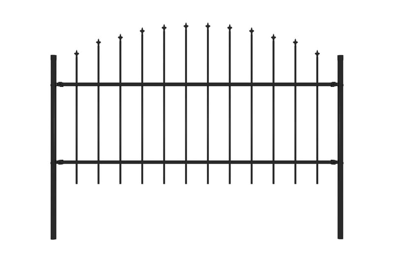 Puutarha-aita keihäskärjillä teräs (1-1,25)x1,7 m musta - Musta - Takorauta-aita & rauta-aita