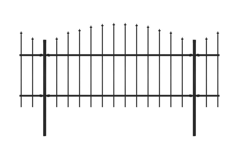 Puutarha-aita keihäskärjillä teräs (1-1,25)x10,2 m musta - Musta - Talo & remontointi - Näkösuojat & aitaukset - Aita - Takorauta-aita & rauta-aita