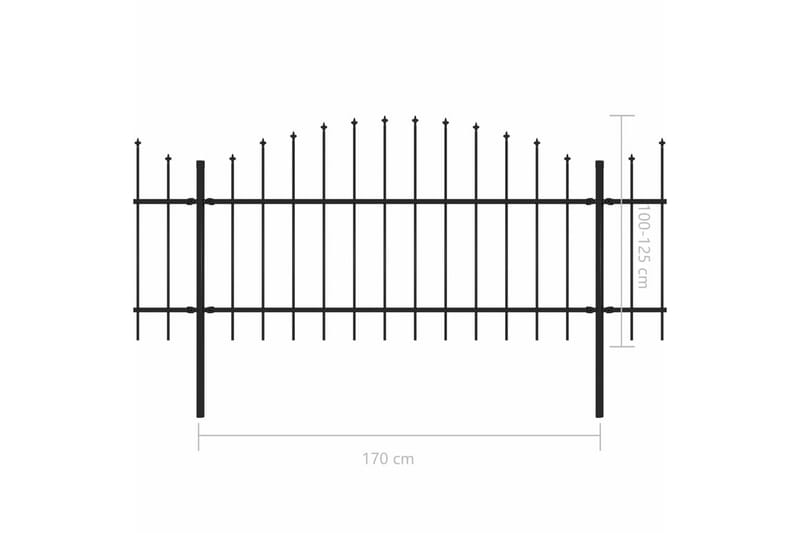 Puutarha-aita keihäskärjillä teräs (1-1,25)x10,2 m musta - Musta - Talo & remontointi - Näkösuojat & aitaukset - Aita - Takorauta-aita & rauta-aita