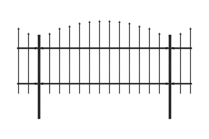 Puutarha-aita keihäskärjillä teräs (1-1,25)x5,1 m musta - Musta - Takorauta-aita & rauta-aita