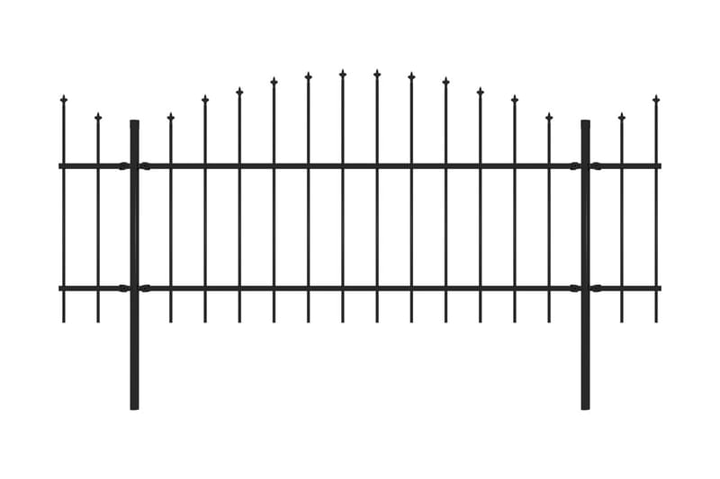 Puutarha-aita keihäskärjillä teräs (1-1,25)x5,1 m musta - Musta - Takorauta-aita & rauta-aita