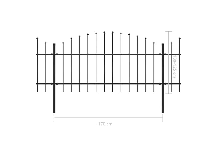 Puutarha-aita keihäskärjillä teräs (1-1,25)x5,1 m musta - Musta - Takorauta-aita & rauta-aita