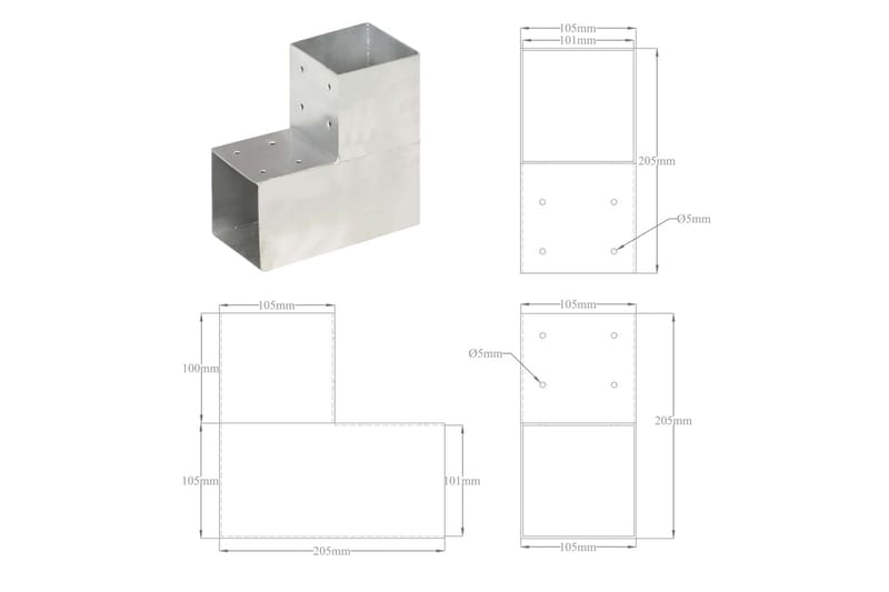 Tolppaliitin L-muoto galvanoitu metalli 101x101 mm - Talo & remontointi - Näkösuojat & aitaukset - Aita - Aitatolpat