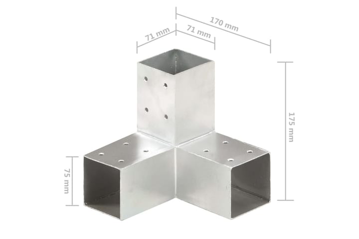 Tolppaliitin Y-muoto galvanoitu metalli 71x71 mm - Aitatolpat