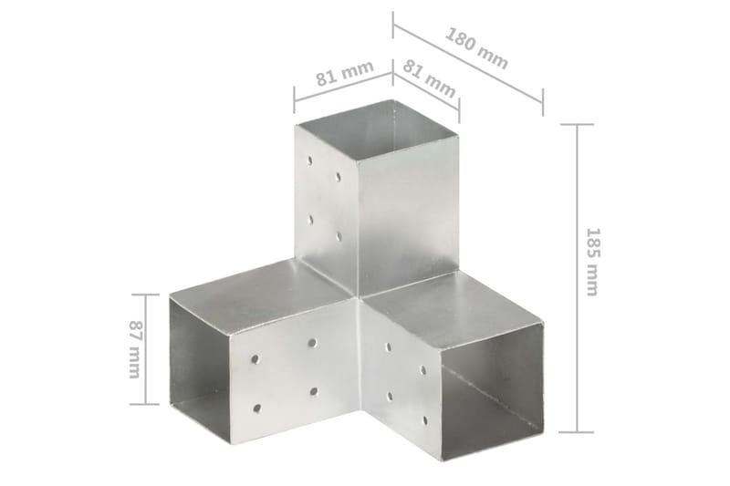 Tolppaliitin Y-muoto galvanoitu metalli 81x81 mm - Aitatolpat