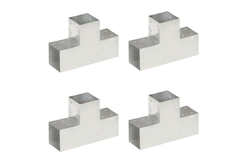 Tolppaliittimet 4 kpl T-muoto galvanoitu metalli 101x101 mm - Talo & remontointi - Näkösuojat & aitaukset - Aita - Aitatolpat