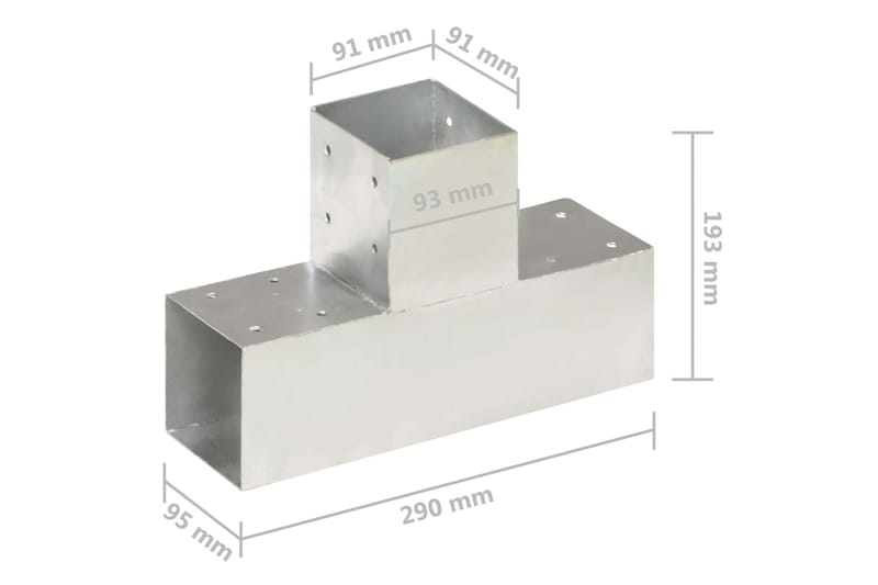 Tolppaliittimet 4 kpl T-muoto galvanoitu metalli 91x91 mm - Talo & remontointi - Näkösuojat & aitaukset - Aita - Aitatolpat