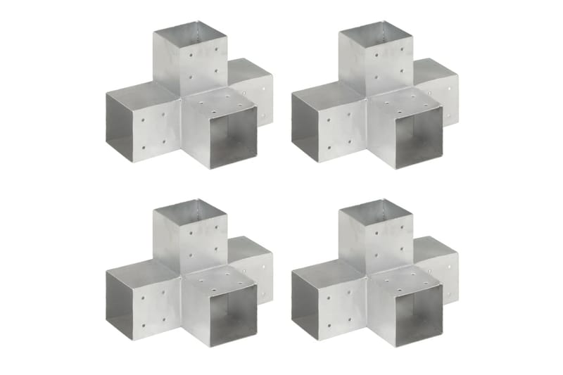 Tolppaliittimet 4 kpl X-muoto galvanoitu metalli 101x101 mm - Talo & remontointi - Näkösuojat & aitaukset - Aita - Aitatolpat
