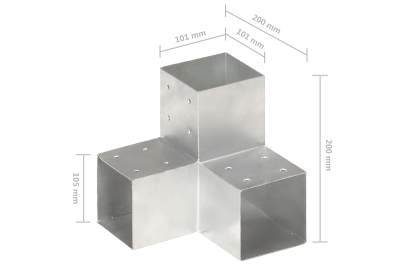 Tolppaliittimet 4 kpl Y-muoto galvanoitu metalli 101x101 mm - Aitatolpat