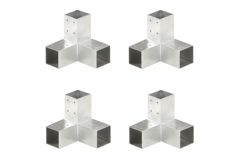 Tolppaliittimet 4 kpl Y-muoto galvanoitu metalli 71x71 mm - Talo & remontointi - Näkösuojat & aitaukset - Aita - Aitatolpat