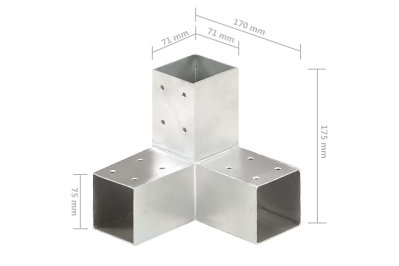 Tolppaliittimet 4 kpl Y-muoto galvanoitu metalli 71x71 mm - Aitatolpat