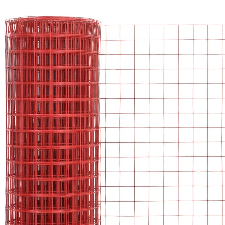 Kanaverkko teräs PVC pinnoitteella 10x1,5 m punainen - Punainen - Kanaverkko