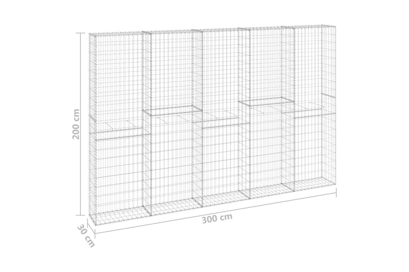 Gabion-kivikori kansilla galvanoitu teräs 300x30x200 cm - Hopea - Kivikori