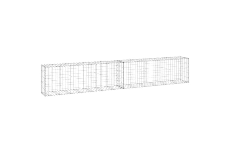 Gabion-kivikori kansilla galvanoitu teräs 300x30x50 cm - Hopea - Talo & remontointi - Näkösuojat & aitaukset - Muuri - Kivikori