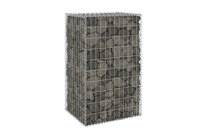 Gabion-kivikori kansilla galvanoitu teräs 60x50x100 cm - Hopea - Talo & remontointi - Näkösuojat & aitaukset - Muuri - Kivikori