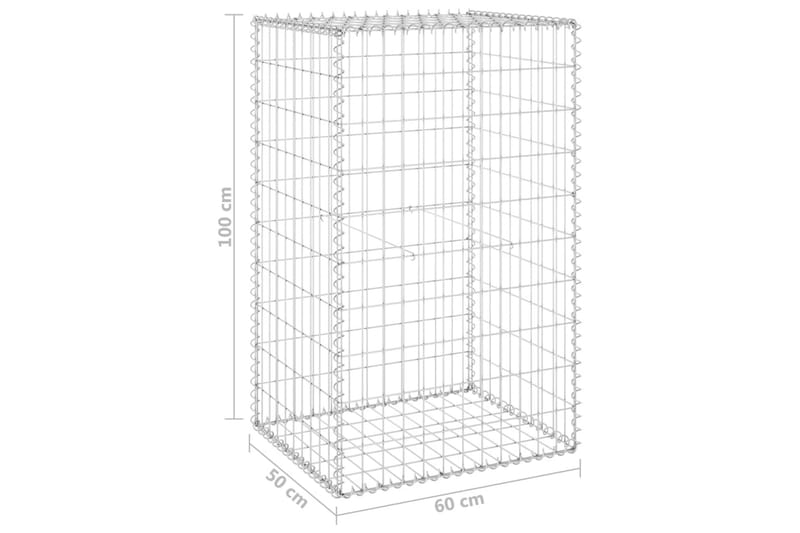 Gabion-kivikori kansilla galvanoitu teräs 60x50x100 cm - Hopea - Talo & remontointi - Näkösuojat & aitaukset - Muuri - Kivikori