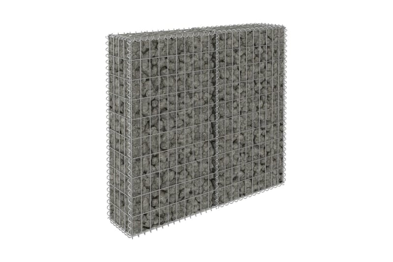 Gabion-kivikori kansilla galvanoitu teräs 100x20x100 cm - Hopea - Kivikori