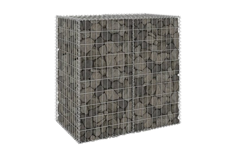 Gabion-kivikori kansilla galvanoitu teräs 100x60x100 cm - Hopea - Talo & remontointi - Näkösuojat & aitaukset - Muuri - Kivikori